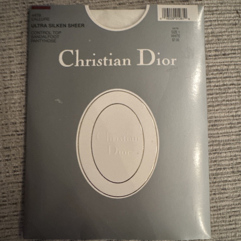Vtg Christian Dior pantyhose 4479 Control Top Ultra Sheer‎ Sandalfoot White Sz1